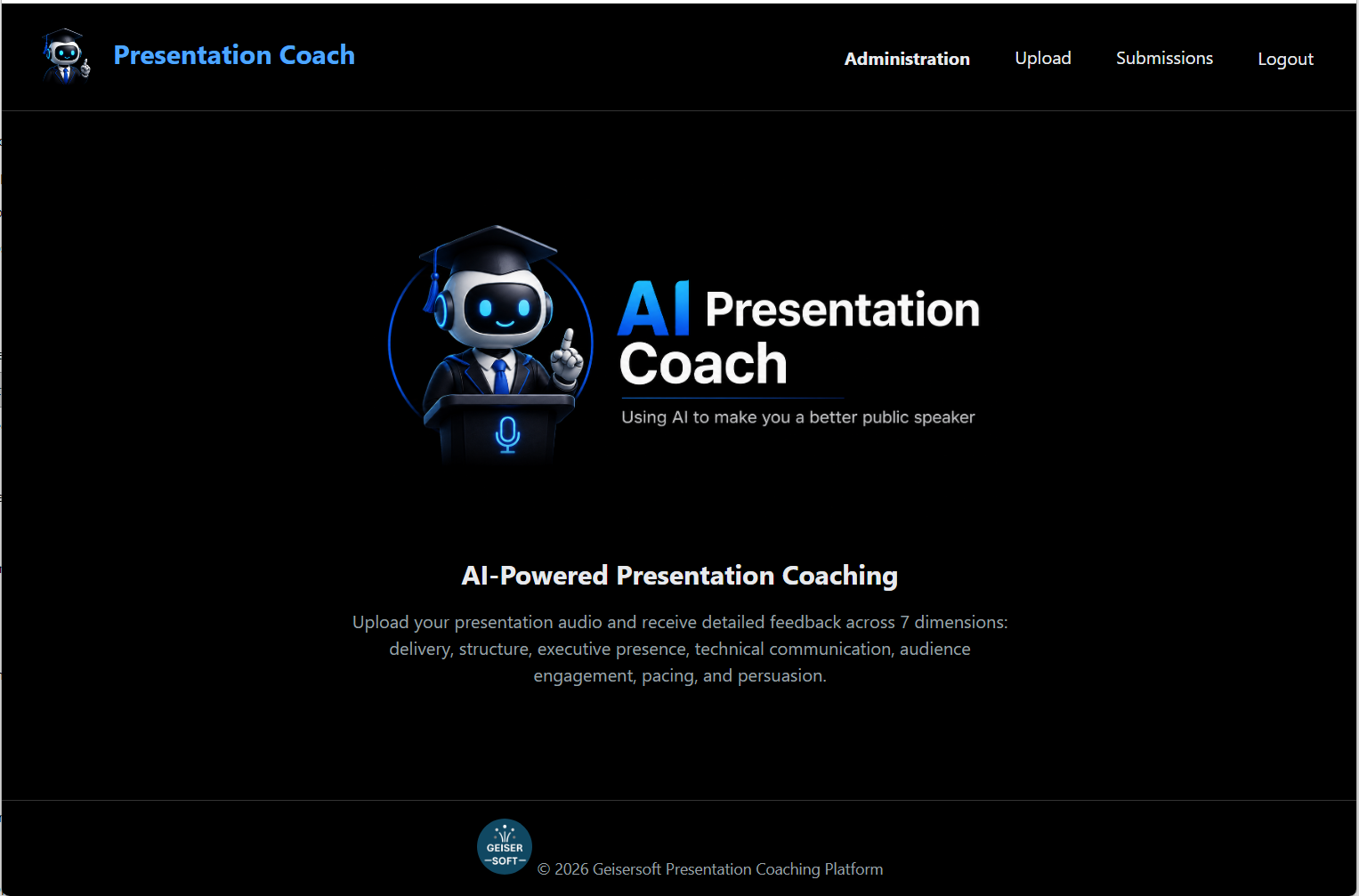 AI Presentation Coach landing page